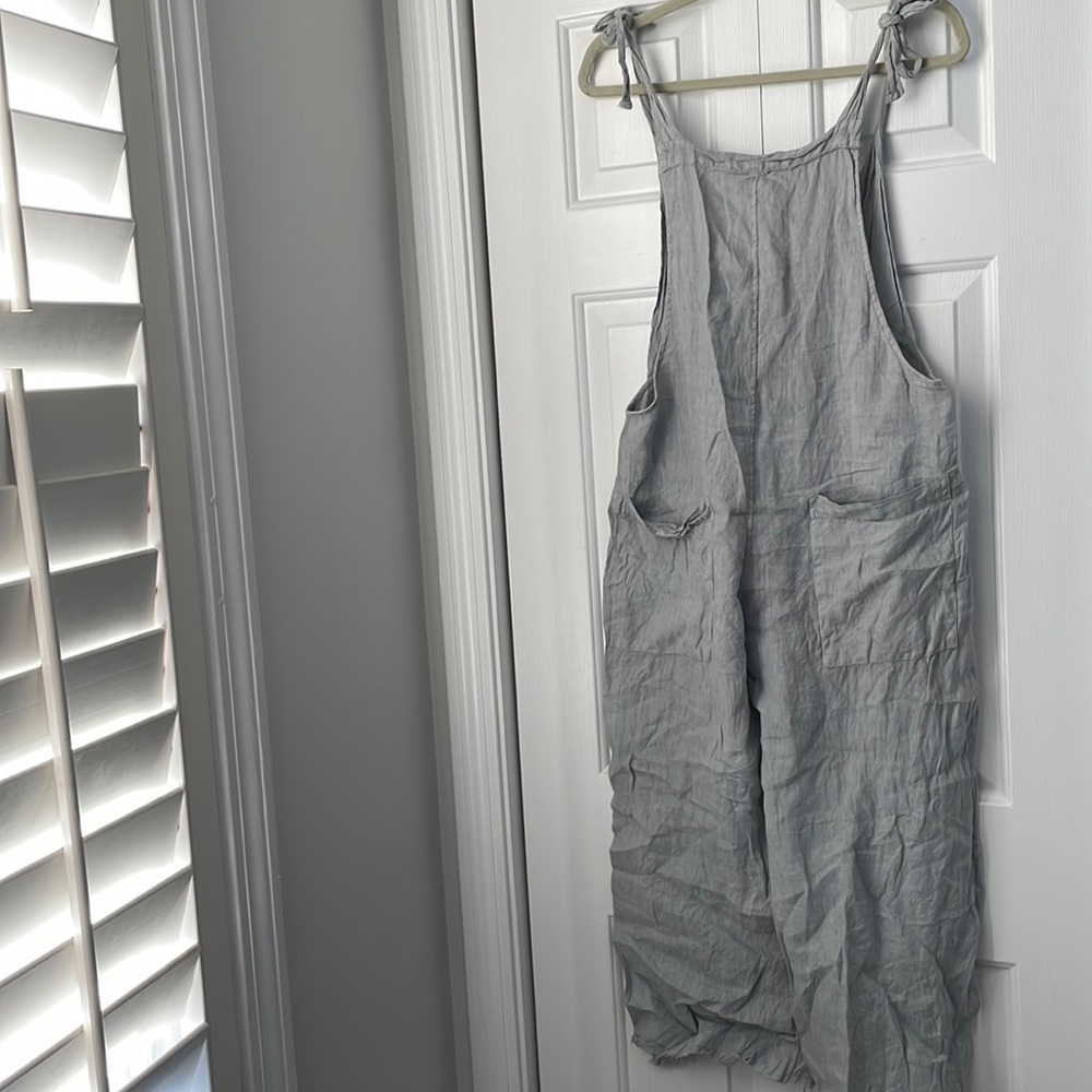 Gray 100% linen overalls